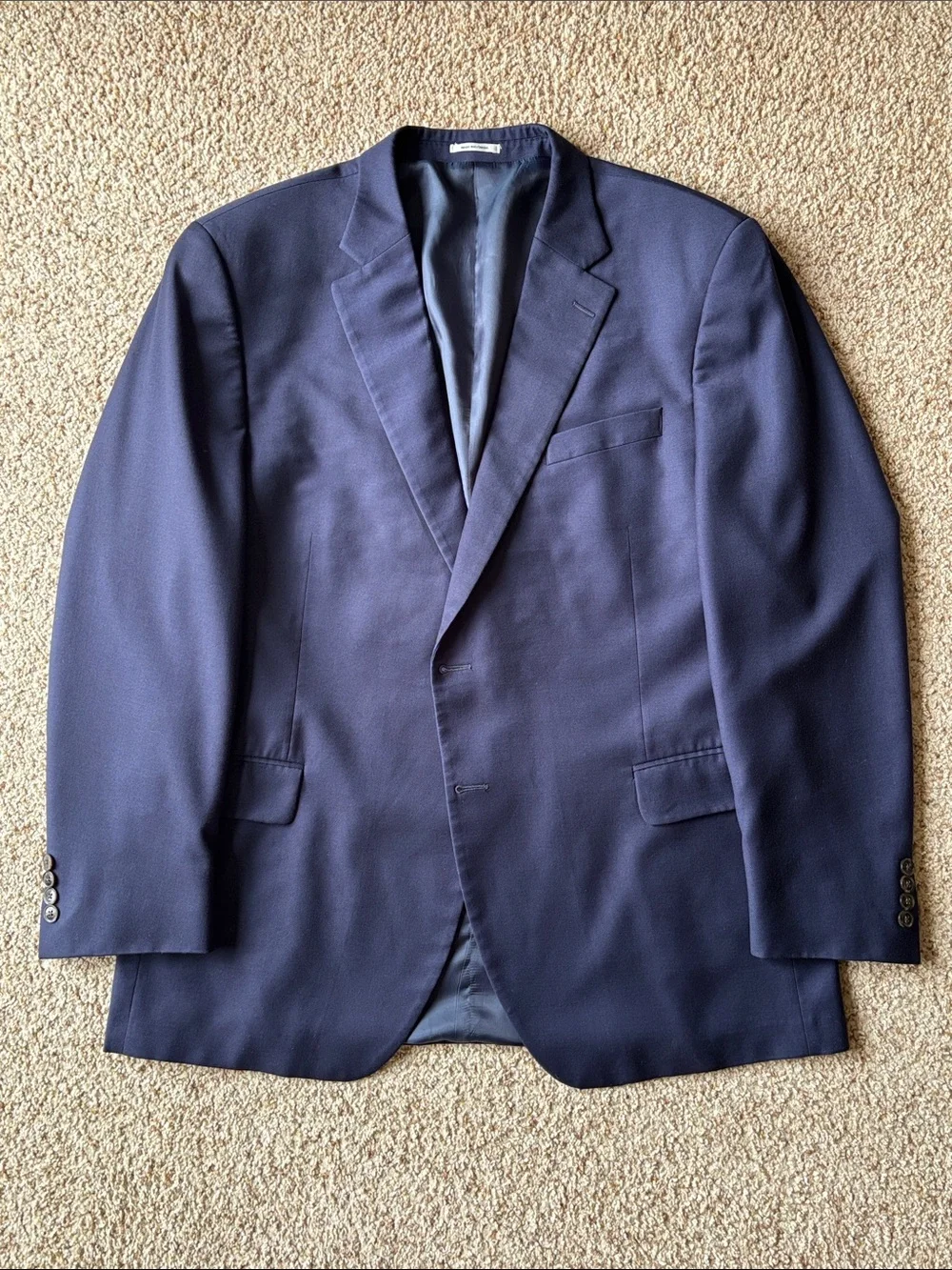 Peter Millar Classic Navy Blue Hopsack Wool 2 Btn Blazer Jacket Coat 48 L Tall
